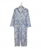BACCAバッカ）の古着「サマーリバティ コットンコンビネゾン　オールインワン　つなぎ　花柄　フラワープリント」｜ホワイト×ブルー