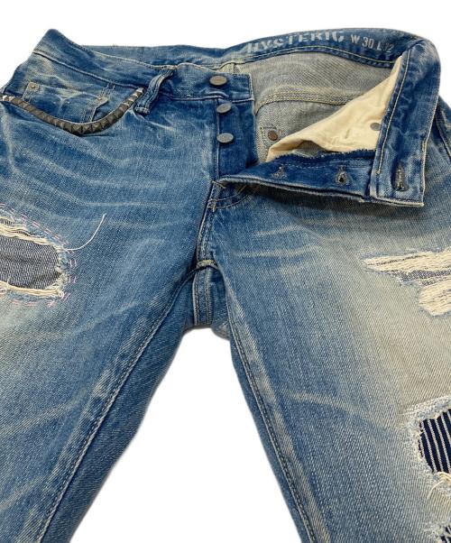 Hysteric Glamour（ヒステリックグラマー）Hysteric Glamour (ヒステリックグラマー) 15AW SP加工WRデニムパンツ スタッズデニムパンツ　5ポケット　日本製 ブルー サイズ:W30 L32の古着・服飾アイテム