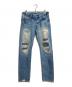 Hysteric Glamour（ヒステリックグラマー）の古着「15AW SP加工WRデニムパンツ スタッズデニムパンツ　5ポケット　日本製」｜ブルー