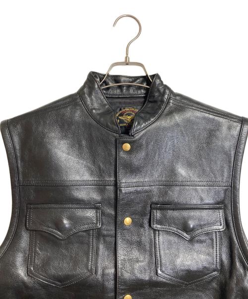 SKULL FLIGHT（スカルフライト）SKULL FLIGHT (スカルフライト) レザーベスト レースアップ ブラック サイズ:40の古着・服飾アイテム