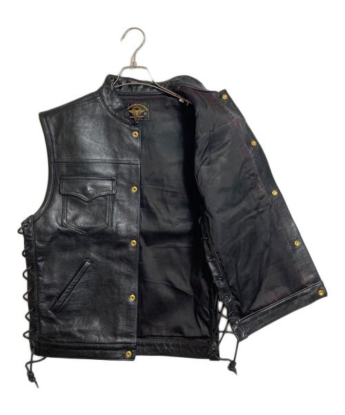 SKULL FLIGHT（スカルフライト）SKULL FLIGHT (スカルフライト) レザーベスト レースアップ ブラック サイズ:40の古着・服飾アイテム