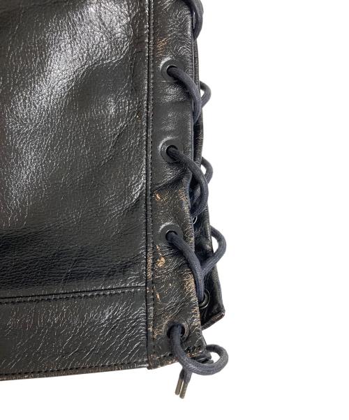 SKULL FLIGHT（スカルフライト）SKULL FLIGHT (スカルフライト) レザーベスト レースアップ ブラック サイズ:40の古着・服飾アイテム