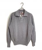 ENCOMINGインカミング）の古着「Front Slit Jumper スキッパー襟付メッシュニット　日本製」｜グレー