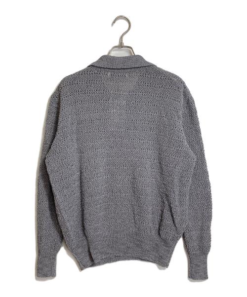 ENCOMING（インカミング）ENCOMING (インカミング) Front Slit Jumper スキッパー襟付メッシュニット　日本製 グレー サイズ:Sの古着・服飾アイテム