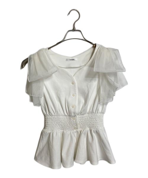 Snidel（スナイデル）Snidel (スナイデル) ウエストシャーリングリボンカットプルオーバー ホワイト サイズ:Fの古着・服飾アイテム