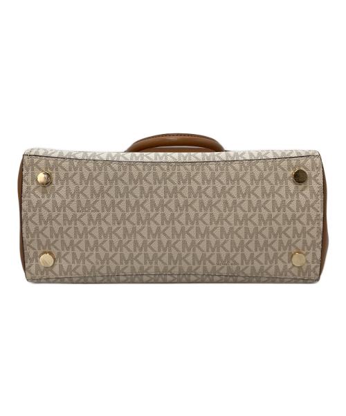 MICHAEL KORS（マイケル・コース）MICHAEL KORS (マイケルコース) パーク ラージ ロゴ＆レザー サッチェル　 ホワイト×ベージュ サイズ:実寸参照の古着・服飾アイテム