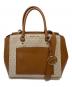 MICHAEL KORS（マイケルコース）の古着「パーク ラージ ロゴ＆レザー サッチェル　」｜ホワイト×ベージュ