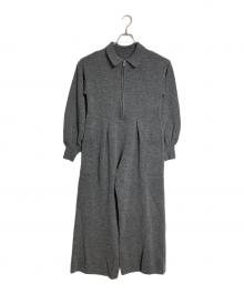willfully（ウィルフリー）の古着「volume sleeve zip comfortable knit all-in-one　オールインワン　つなぎ　」｜グレー