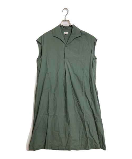 SCYE（サイ）SCYE (サイ) ノースリーブワンピース イタリアンカラードレス　ロングワンピース　日本製 グリーン サイズ:38の古着・服飾アイテム