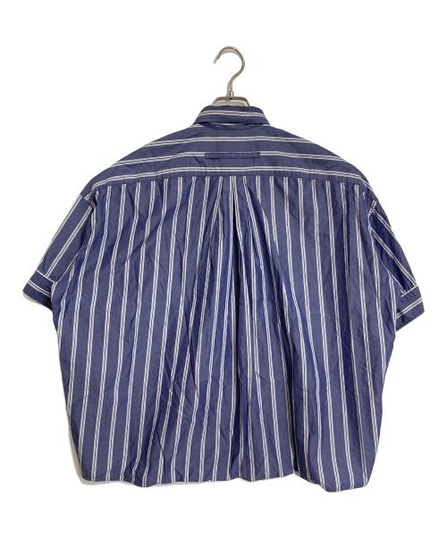 ticca（ティッカ）TICCA (ティッカ) ブルーストライプ柄 コットンスクエアビッグシャツ　半袖シャツ　日本製 ネイビー×ホワイト サイズ:FREEの古着・服飾アイテム