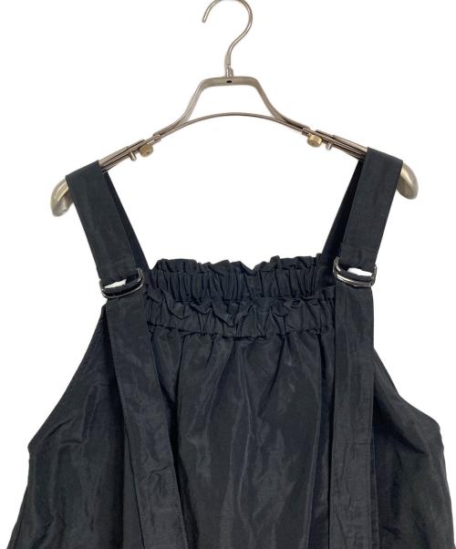 Curensology（カレンソロジー）Curensology (カレンソロジー) ナイロンリネンワンピース ナイロンラミーリボンワンピース ナイロンラミーサロペット　ロングワンピース ブラック サイズ:FREEの古着・服飾アイテム