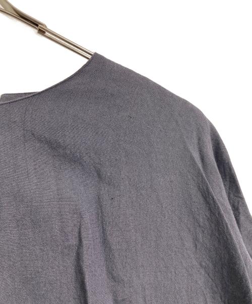 HOBONICHI + a.（ホボニチ）hobonichi + a. (ホボニチ) 麻のざっくりワンピース 2WAY  半袖ワンピース　日本製 パープル サイズ:Mの古着・服飾アイテム