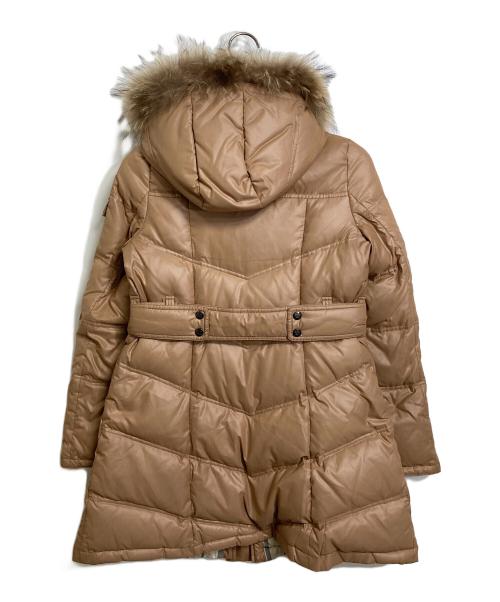 BURBERRY BLUE LABEL（バーバリーロンドンブルーレーベル）BURBERRY BLUE LABEL (バーバリーロンドンブルーレーベル) 裏チェック ダウンコート　フードファー　アウター　タヌキ ベージュ サイズ:38の古着・服飾アイテム