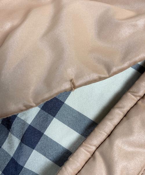 BURBERRY BLUE LABEL（バーバリーロンドンブルーレーベル）BURBERRY BLUE LABEL (バーバリーロンドンブルーレーベル) 裏チェック ダウンコート　フードファー　アウター　タヌキ ベージュ サイズ:38の古着・服飾アイテム