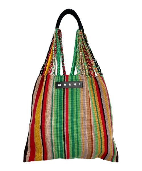 MARNI（マルニ）MARNI (マルニ) ハンモックバッグ　マーケットバッグ　ハンドバッグ　トートバッグ　ストライプ マルチカラー ラスタカラー サイズ:実寸参照の古着・服飾アイテム