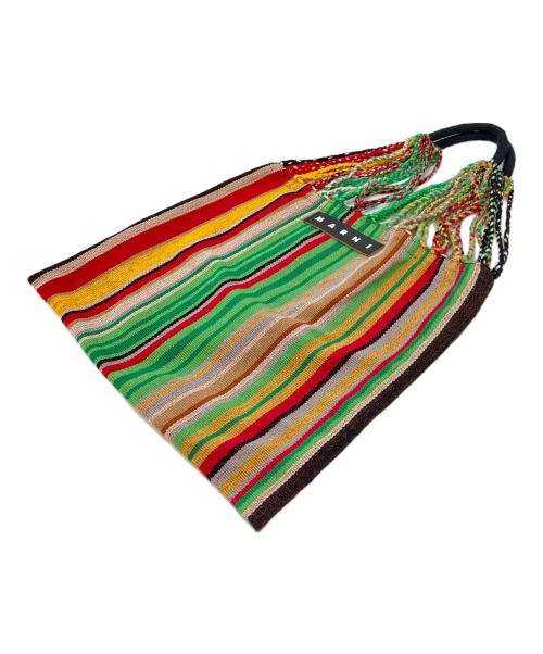 MARNI（マルニ）MARNI (マルニ) ハンモックバッグ　マーケットバッグ　ハンドバッグ　トートバッグ　ストライプ マルチカラー ラスタカラー サイズ:実寸参照の古着・服飾アイテム