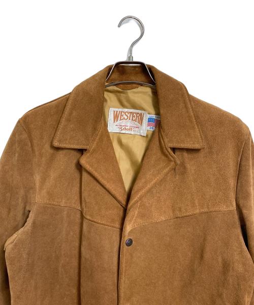 Schott WESTERN（ショットウエスタン）Schott Western (ショットウエスタン) WESTERN SUEDE JACKET ウエスタン スウェードレザー ジャケット　USA製 ベージュ サイズ:38の古着・服飾アイテム