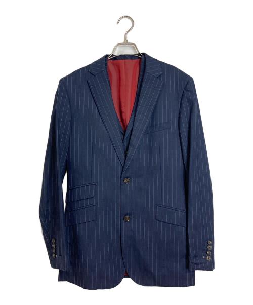 BLACK LABEL CRESTBRIDGE（ブラックレーベル クレストブリッジ）BLACK LABEL CRESTBRIDGE (ブラックレーベル クレストブリッジ) ストライプ3ピーススーツ ネイビー サイズ:40の古着・服飾アイテム