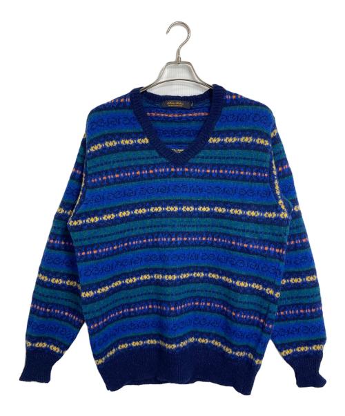 BROOKS BROTHERS（ブルックスブラザーズ）BROOKS BROTHERS (ブルックスブラザーズ) 【古着】総柄ニット　ウールニット　イングランド製 ブルー サイズ:XLの古着・服飾アイテム