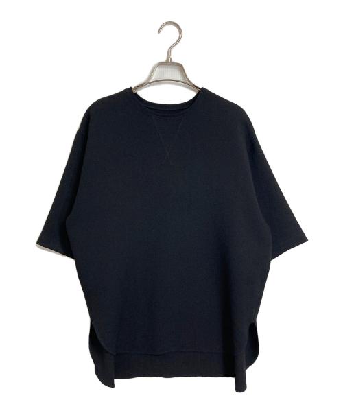 Whim Gazette（ウィムガゼット）Whim Gazette (ウィムガゼット) Vガゼットハーフスリーブプルオーバー　日本製 ブラック サイズ:Mの古着・服飾アイテム