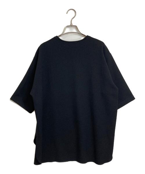 Whim Gazette（ウィムガゼット）Whim Gazette (ウィムガゼット) Vガゼットハーフスリーブプルオーバー　日本製 ブラック サイズ:Mの古着・服飾アイテム