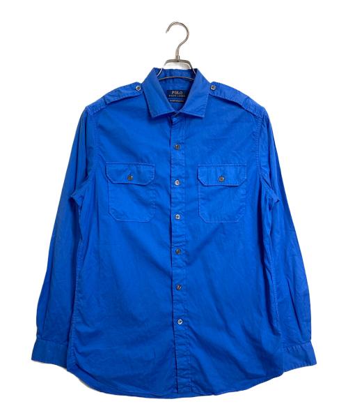 POLO RALPH LAUREN（ポロ・ラルフローレン）POLO RALPH LAUREN (ポロ・ラルフローレン) ミリタリーシャツ　長袖シャツ　FEATHER WEIGHT TWILL ポニー無し ブルー サイズ:Mの古着・服飾アイテム