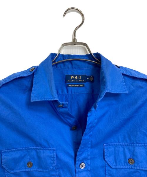 POLO RALPH LAUREN（ポロ・ラルフローレン）POLO RALPH LAUREN (ポロ・ラルフローレン) ミリタリーシャツ　長袖シャツ　FEATHER WEIGHT TWILL ポニー無し ブルー サイズ:Mの古着・服飾アイテム