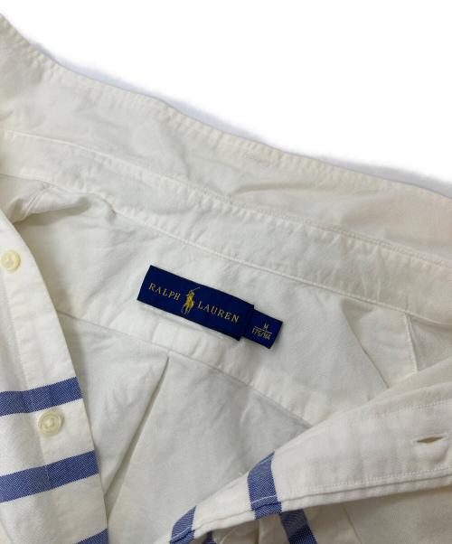 POLO RALPH LAUREN（ポロ・ラルフローレン）POLO RALPH LAUREN (ポロ・ラルフローレン) ボタンダウンシャツ　半袖シャツ　ボーダーシャツ ホワイト×ブルー サイズ:Mの古着・服飾アイテム
