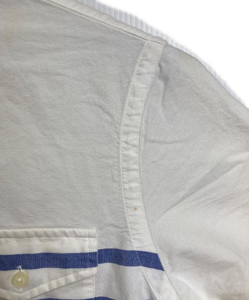 POLO RALPH LAUREN（ポロ・ラルフローレン）POLO RALPH LAUREN (ポロ・ラルフローレン) ボタンダウンシャツ　半袖シャツ　ボーダーシャツ ホワイト×ブルー サイズ:Mの古着・服飾アイテム