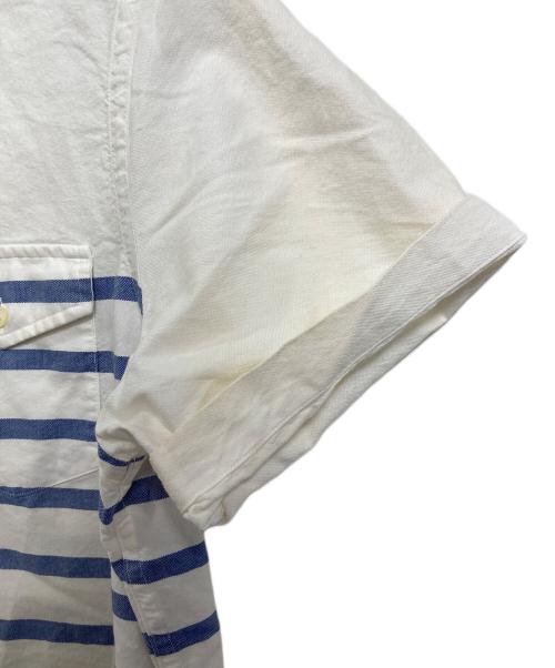 POLO RALPH LAUREN（ポロ・ラルフローレン）POLO RALPH LAUREN (ポロ・ラルフローレン) ボタンダウンシャツ　半袖シャツ　ボーダーシャツ ホワイト×ブルー サイズ:Mの古着・服飾アイテム