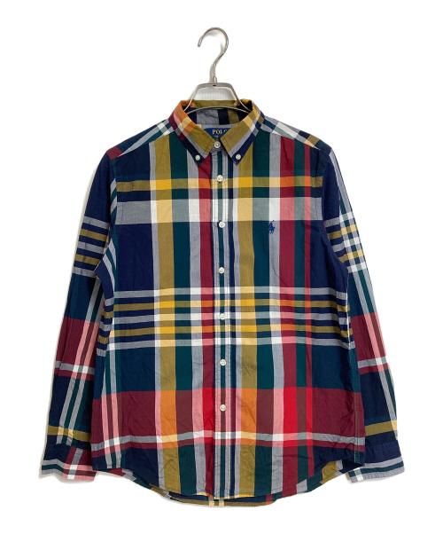 POLO RALPH LAUREN（ポロ・ラルフローレン）POLO RALPH LAUREN (ポロ・ラルフローレン) マドラスチェックシャツ　長袖シャツ　コットンシャツ　ポニー刺繍　NATURAL STRETCH マルチカラー サイズ:L（14ｰ16）の古着・服飾アイテム