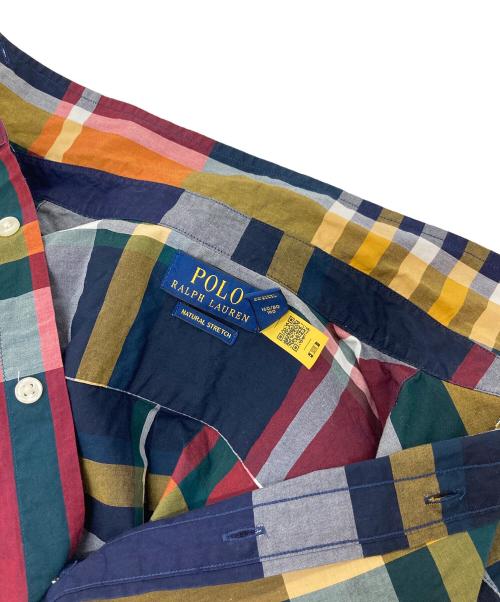 POLO RALPH LAUREN（ポロ・ラルフローレン）POLO RALPH LAUREN (ポロ・ラルフローレン) マドラスチェックシャツ　長袖シャツ　コットンシャツ　ポニー刺繍　NATURAL STRETCH マルチカラー サイズ:L（14ｰ16）の古着・服飾アイテム