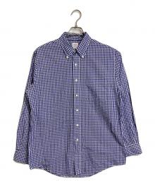 BROOKS BROTHERS（ブルックスブラザーズ）の古着「ボタンダウンシャツ　コットンシャツ　長袖シャツ　チェックシャツ　USA製」｜ネイビー×ホワイト