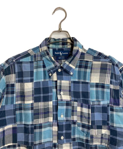 POLO RALPH LAUREN（ポロ・ラルフローレン）POLO RALPH LAUREN (ポロ・ラルフローレン) 【古着】90’S裾ポニーパッチワーク半袖シャツ　BOB CAMP ブルー サイズ:Mの古着・服飾アイテム
