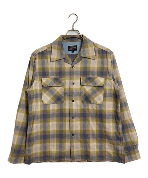 PENDLETON（ペンドルトン）PENDLETON (ペンドルトン) ボードシャツ　長袖シャツ　チェックシャツ　オープンカラーシャツ ベージュ サイズ:Mの古着・服飾アイテム