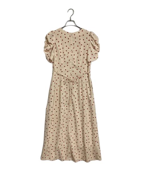 Snidel（スナイデル）Snidel (スナイデル) ハートプリントワンピース　	WEB限定/Heart collection ベージュ×レッド サイズ:1の古着・服飾アイテム