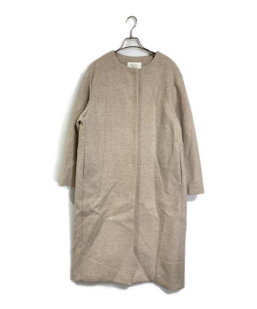 JOURNAL STANDARD relume（ジャーナルスタンダード レリューム）JOURNAL STANDARD relume (ジャーナルスタンダード レリューム) 別注 LANA WOOL 140クルーネックコート ベージュ サイズ:40の古着・服飾アイテム