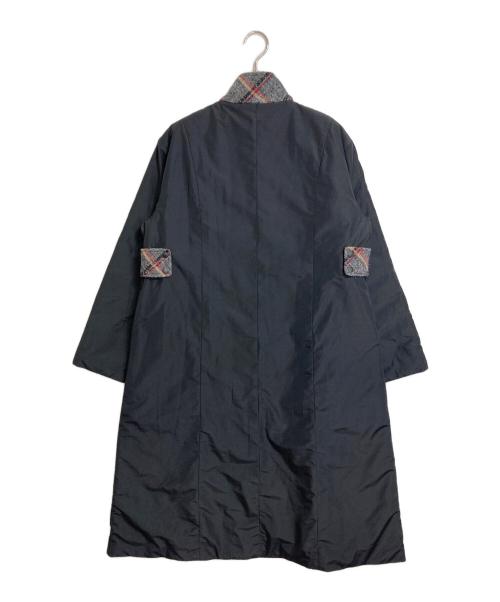 TRUNK HIROKO KOSHINO（トランク ヒロコ コシノ）TRUNK HIROKO KOSHINO (トランク ヒロコ コシノ) 【リバーシブル】ウールチェック異素材ドッキングロングコート ブラック サイズ:38の古着・服飾アイテム
