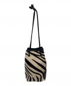 MARCO MASIマルコマージ）の古着「ゼブラ柄ミニバッグ　ハンドバッグ　ショルダーバッグ　ハラコ　」｜ホワイト×ブラック