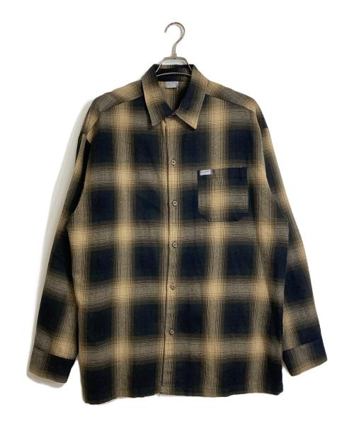 CalTop（キャルトップ）CalTop (キャルトップ) オンブレチェックシャツ　長袖シャツ　USA製 ベージュ×ブラック サイズ:XLの古着・服飾アイテム