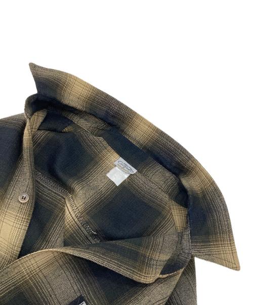 CalTop（キャルトップ）CalTop (キャルトップ) オンブレチェックシャツ　長袖シャツ　USA製 ベージュ×ブラック サイズ:XLの古着・服飾アイテム