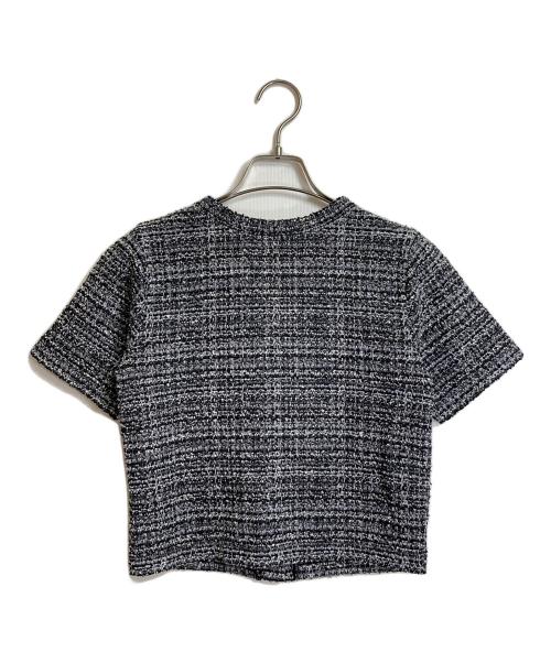 moussy（マウジー）moussy (マウジー) TWEED LIKE トップス　半袖シャツ　半袖ジャケット ブラック×ホワイト サイズ:FREEの古着・服飾アイテム