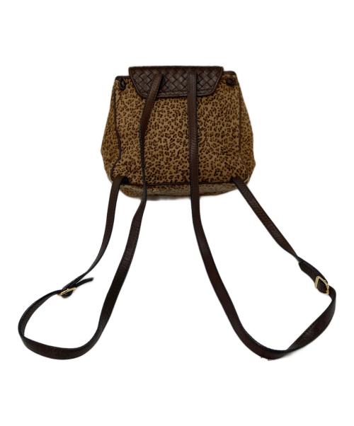 BOTTEGA VENETA（ボッテガベネタ）BOTTEGA VENETA (ボッテガベネタ) カーフレザーレオパードリュック　ハラコシュック ブラウン サイズ:実寸参照の古着・服飾アイテム