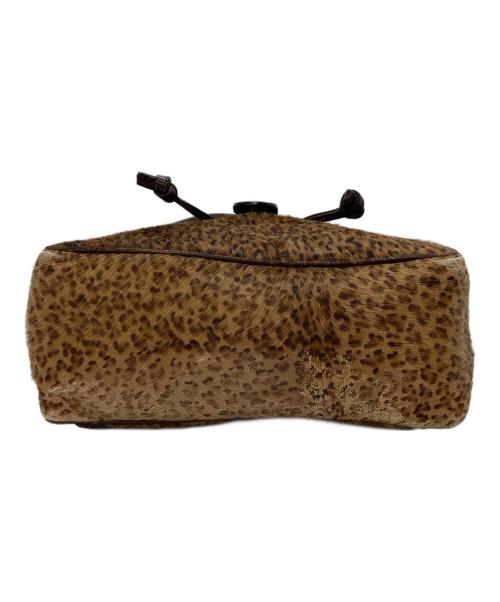 BOTTEGA VENETA（ボッテガベネタ）BOTTEGA VENETA (ボッテガベネタ) カーフレザーレオパードリュック　ハラコシュック ブラウン サイズ:実寸参照の古着・服飾アイテム