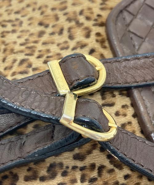 BOTTEGA VENETA（ボッテガベネタ）BOTTEGA VENETA (ボッテガベネタ) カーフレザーレオパードリュック　ハラコシュック ブラウン サイズ:実寸参照の古着・服飾アイテム