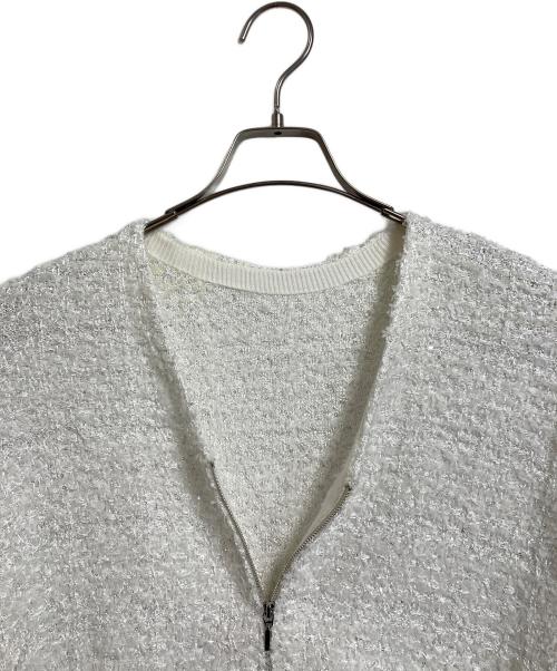 Diagram（ダイアグラム）Diagram (ダイアグラム) ツイードニットzipカーディガン　ニットジャケット　アウター　ライトアウター　ダブルジップ　セレモニー ホワイト サイズ:36の古着・服飾アイテム