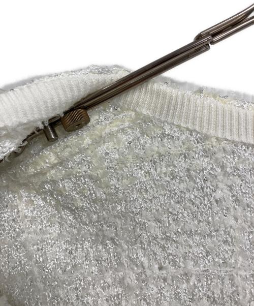 Diagram（ダイアグラム）Diagram (ダイアグラム) ツイードニットzipカーディガン　ニットジャケット　アウター　ライトアウター　ダブルジップ　セレモニー ホワイト サイズ:36の古着・服飾アイテム