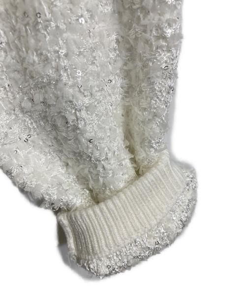 Diagram（ダイアグラム）Diagram (ダイアグラム) ツイードニットzipカーディガン　ニットジャケット　アウター　ライトアウター　ダブルジップ　セレモニー ホワイト サイズ:36の古着・服飾アイテム