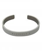MM6 Maison Margielaエムエムシックスメゾンマルジェラ）の古着「MINIMAL LOGO BRASELET ペンキ コーティング ブレスレッド」｜ホワイト