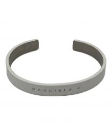 MM6 Maison Margiela（エムエムシックスメゾンマルジェラ）の古着「MINIMAL LOGO BRASELET ペンキ コーティング ブレスレッド」｜ホワイト